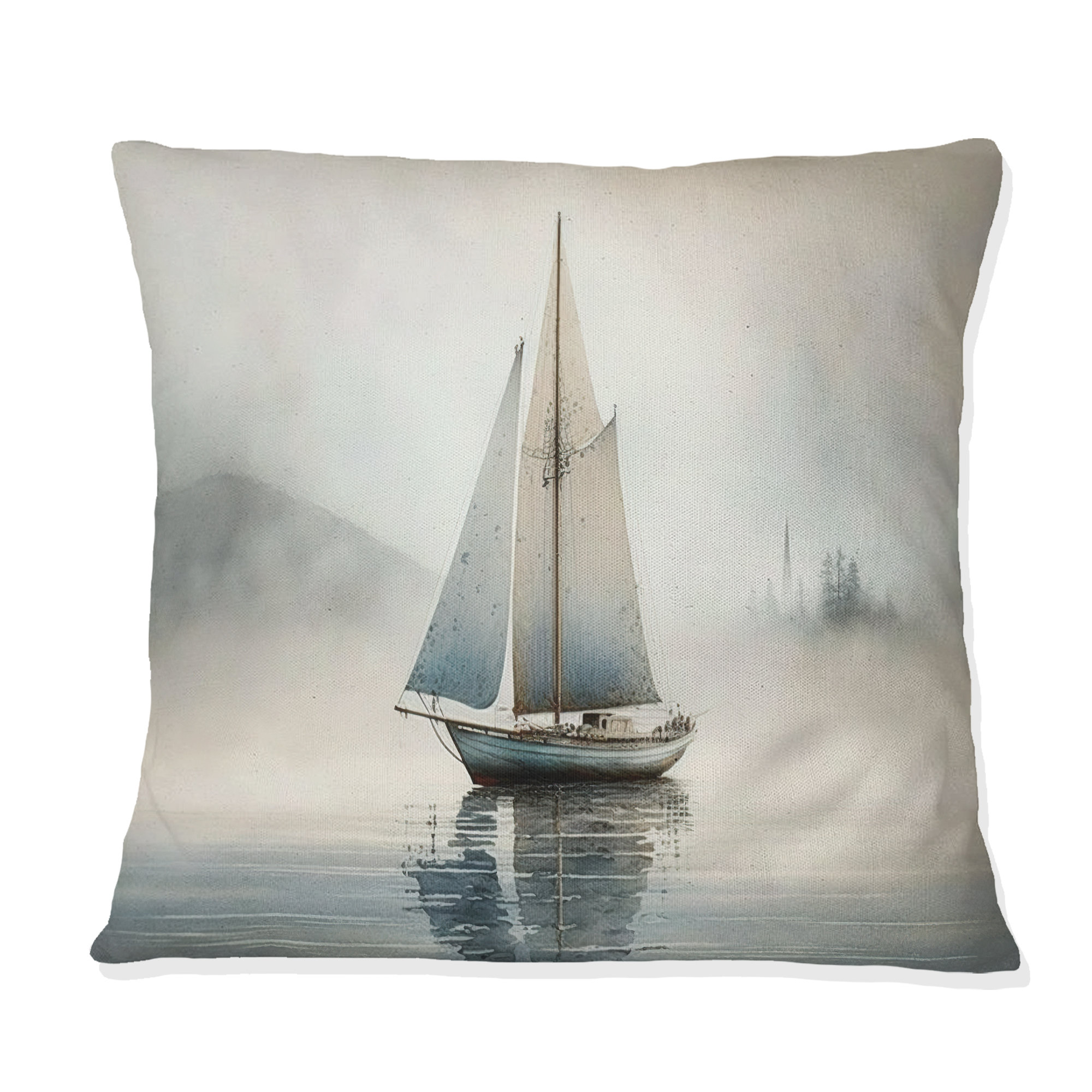 Design Art Boat On The Lake I - Coastal Boat Printed Pillow | Wayfair